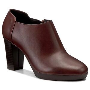 GEOX D Inspirat.Pl.C Block Heel Bootie Shoetie in smooth Brown Leather